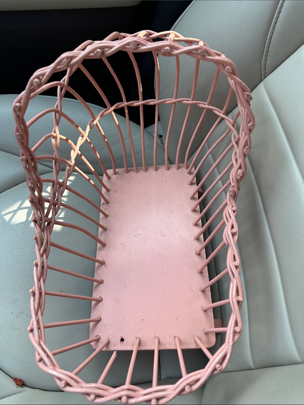 Antique Vintage Baby Doll Rocking Cradle/Wood & Wicker/13" Long x 12” Tall/Pink